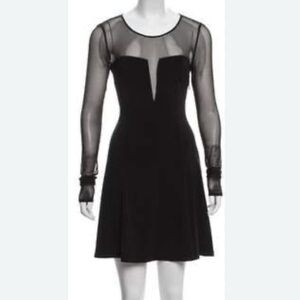 Elizabeth and James Black Knit Dress with Sheer Mesh Sleeves
